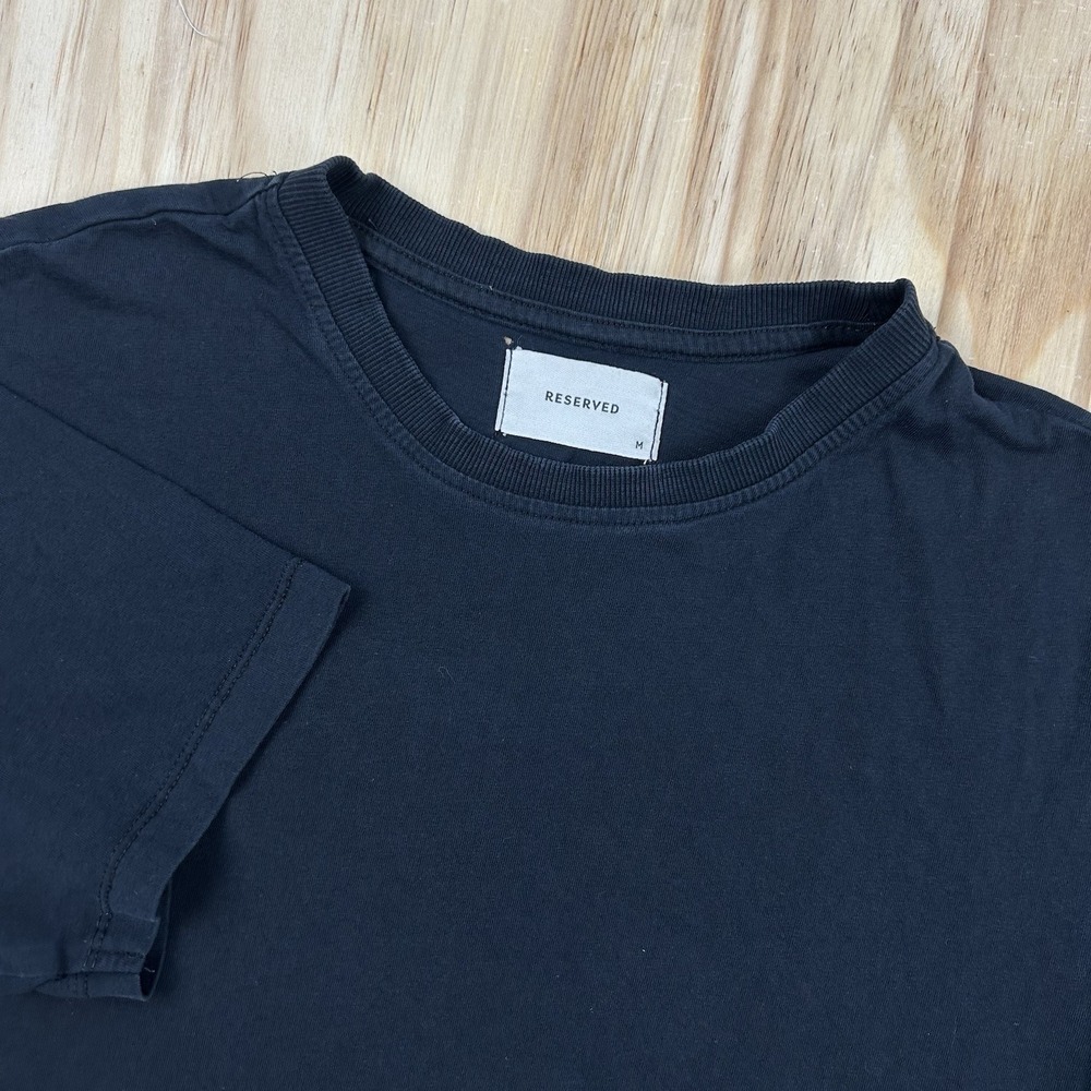 Reserved Men's Short Sleeve Solid Black Designer T Shirt Medium Minimalist Casua
